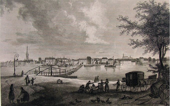 Die alte Rheinbrücke in Düsseldorf